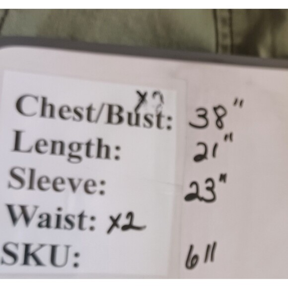 Mossimo Supply Co Large Women Green Utility Military Jacket Hoodie‎ Knit Sleeves - Picture 12 of 12